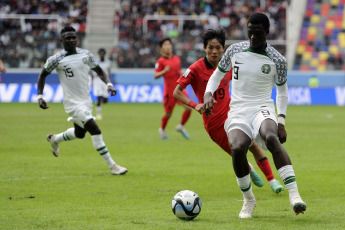 Santiago del Estero, Argentina.- In the photos taken on June 4, 2023, during the match between South Korea and Nigeria for the quarterfinals of the U-20 World Cup at the Único Madre de Ciudades Stadium. South Korea, with a goal from center-back Choi Seokhyun in the first part of extra time, beat Nigeria 1-0 on Sunday and will face Italy for a place in the World Cup final.