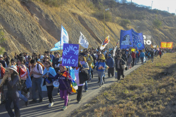 Jujuy, Argentina.- In the photos taken on July 25, 2023, indigenous communities that are members of the third Malón de la Paz began a march from La Quiaca to Buenos Aires in defense of their territories, their natural resources and against the constitutional reform Promoted by Governor Gerardo Morales. The automatic majority of Together for Change in the provincial legislature imposed the creation of a special commission to identify those who participated in the mobilizations. Likewise, an increase in the financial fine for violations was approved.