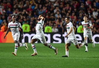 Buenos Aires, Argentina.- In the photos taken on August 1, 2023, during the match between Argentinos Juniors and Fluminense of Brazil in a first leg of the round of 16 of the Copa Libertadores de América at the Diego Armando Maradona stadium. The match ended 1-1, so it will be decided in Rio de Janeiro next Tuesday.