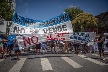 Mar del Plata, Argentina.- In the photo taken on January 24, 2024, strike and mobilization in the streets of the seaside town of Mar del Plata rejection of the DNU and the Omnibus Law of President Javier Milei.
