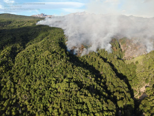 Patagonia, Argentina.- En las fotos tomadas el 5 de febrero del 2024, cuerpos de bomberos continúan combatiendo un incendio forestal que afecta la Patagonia, Argentina. El área arrasada por los incendios forestales que desde hace diez días afectan al parque nacional Los Alerces, en la Patagonia argentina y reconocido como patrimonio de la Unesco desde 2017, creció a 3.147 hectáreas, informaron este domingo fuentes oficiales.