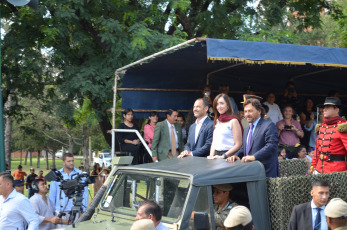 Salta, Argentina.- In the photos taken on February 20, 2024, the governor of Salta, Gustavo Sáenz, accompanied by Vice President Victoria Villarruel; The Minister of the Interior, Guillermo Francos, and other provincial leaders, led the official events for the 211th anniversary of the Battle of Salta. The events included a military parade and the traditional festive ride of gauchos on horseback.